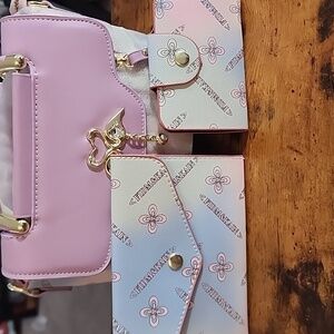 Purple Set Including Fashionable Women Letter contrasting Color Shoulder/handbag